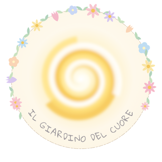 Il Giardino del Cuore: sole a spirale con una ghirlanda di fiori